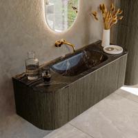 Badmeubel Mondiaz Kurve-Dlux | 130 cm cm | Meubelkleur Shadow | Wastafelkleur Lava | Solid surface | Wasbak midden spoelbak | Zonder kraangat(en)