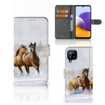 Samsung Galaxy A22 4G | M22 | Telefoonhoesje | Met pasjeshouder | Paarden
