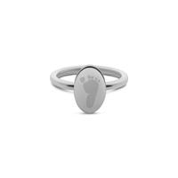 Gepersonaliseerde hand- of voetafdruk ovale ring - Stainless steel - Zilver - Ringmaat 16 - Voetafdruk