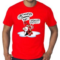 Grote maten kerstborrel shirt  / Fout Kerst  t-shirt met zingende kerstman en gitaar rood voor heren 4XL  -