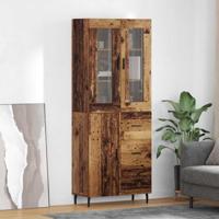 Hoge kast met lade 2 pcs Oud Hout Geengineerd Hout en Glas