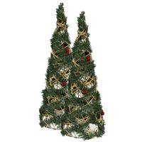 2x stuks kerstverlichting figuren Led kegel kerstbomen draad/groen 40 cm 20 leds