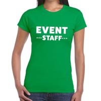 Event staff tekst t-shirt - groen - voor dames - evenementen personeel - crew kleding