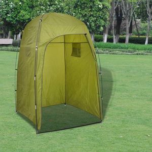 The Living Store Campingtoilet en tent - grijs/groen - 41.5x36.5x30 cm/130x130x210 cm - 10L - draagbaar