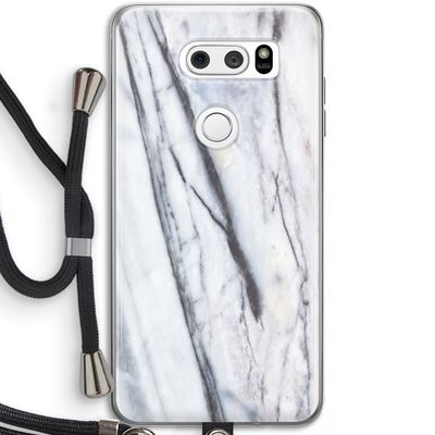 Gestreepte marmer: LG V30 Transparant Hoesje met koord