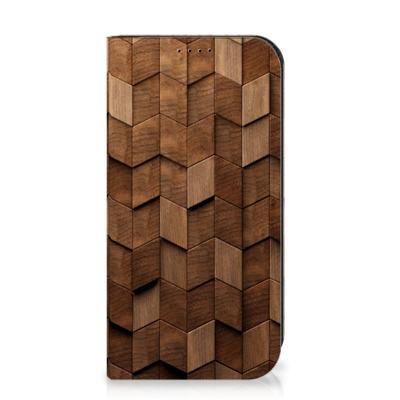 Book Wallet Case voor iPhone 15 Pro Wooden Cubes
