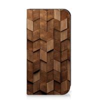 Book Wallet Case voor iPhone 15 Pro Wooden Cubes