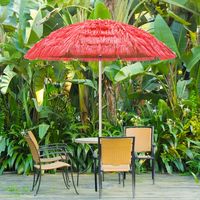 Hawaii Parasol 175 cm Reistriet Marktparasol Tuinparasol Kantelbaar Terrasparasol voor Tuin Strand Buiten Rood - thumbnail