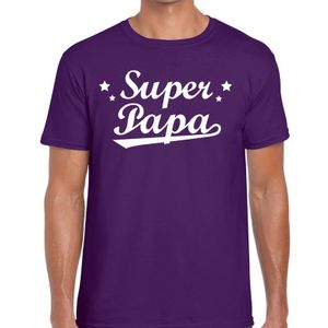 Super papa cadeau t-shirt paars voor heren