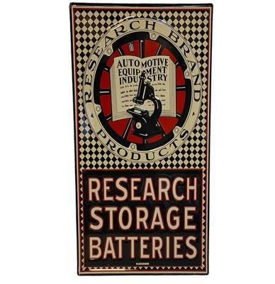 Research Storage Batteries Stalen Bord Met Relief - 60 x 30cm