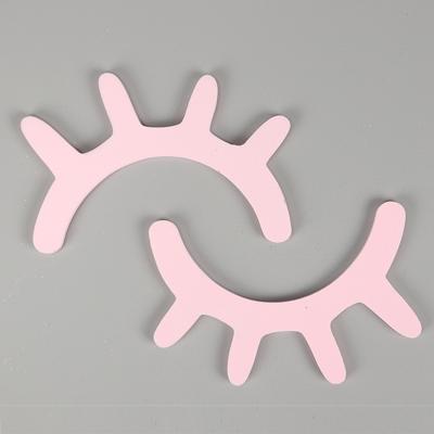 1 paar schattig houten 3D wimper muur sticker decor slaapkamer achtergrond muur sticker (roze)