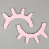 1 paar schattig houten 3D wimper muur sticker decor slaapkamer achtergrond muur sticker (roze)