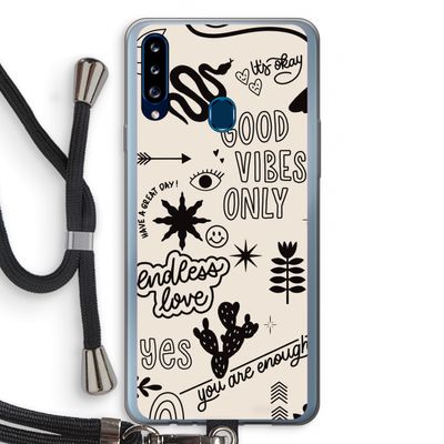 Good vibes: Samsung Galaxy A20s Transparant Hoesje met koord
