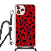 Red Leopard: iPhone 11 Pro Max Transparant Hoesje met koord Red Leopard: iPhone 11 Pro Max Transparant Hoesje met koord