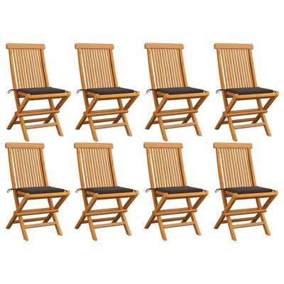 Tuinstoelen 8 st met taupe kussens massief teakhout