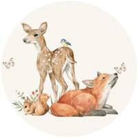 Designed4Kids muurcircel bosdieren baby's hert en vos-forex plaat / Ø 100 cm