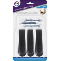 Set van 3x stuks deurstoppers/deurwiggen - zwart - 12 cm - rubber