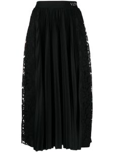 Valentino Garavani jupe mi-longue à design plissé - Noir
