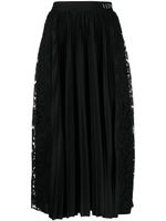 Valentino Garavani jupe mi-longue à design plissé - Noir
