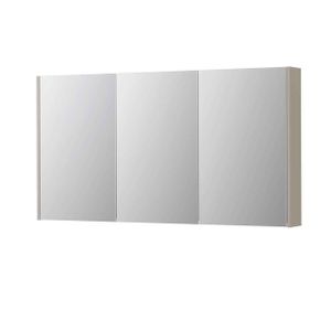 INK SPK2 Spiegelkast - 140x14x74cm - 3 deuren - dubbelzijdige Spiegel - schakelaar en stopcontact - MDF lak Mat kasjmier grijs 1105479