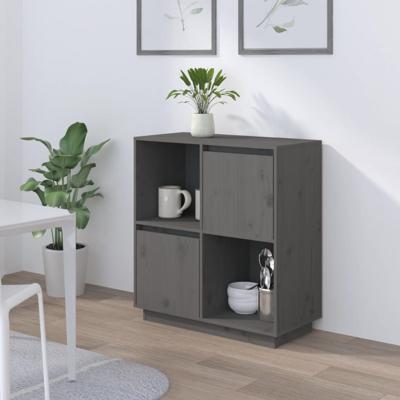 Dressoir 74x35x80 cm massief grenenhout grijs