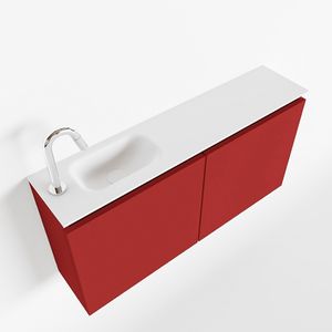 MONDIAZ TURE 100cm toiletmeubel fire. EDEN wastafel talc links 1 kraangat