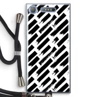 Zwarte vegen: Sony Xperia XZ1 Transparant Hoesje met koord