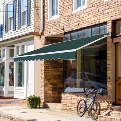 3 x 2,5m Intrekbare Terrasluifel Polyester Zonneschermluifel met Handmatige Slinger en Zwaar Aluminium Frame Verstelbare Schaduw