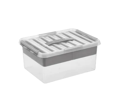 Sunware Q-line opbergbox met inzet 15L transp./metaal