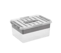 Sunware Q-line opbergbox met inzet 15L transp./metaal - thumbnail