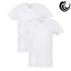 Vinnie-G Heren T-shirt V-hals Wit 2-pack-XXL