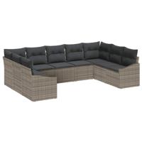 Tuinbankenset met opslag 9 pcs Grijs poly rattan