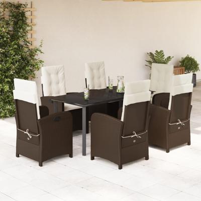 7-delige Tuinset met kussens poly rattan bruin