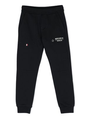 Moncler Enfant pantalon de jogging en coton à logo imprimé - Bleu