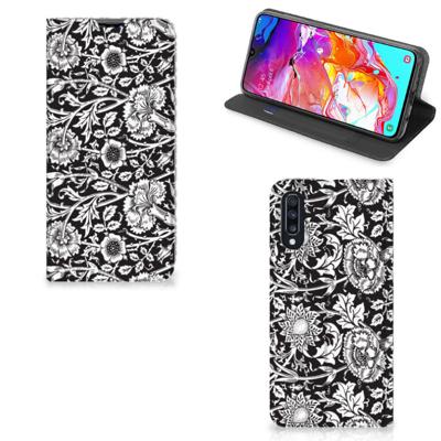 Samsung Galaxy A70 Smart Cover Black Flowers Samsung Galaxy A70 Smart Cover Black Flowers