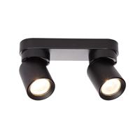 LED plafondspot mat zwart - 2 verstelbare spots - GU10 aansluiting
