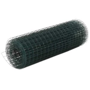 VidaXL Kippengaas 10x0,5 m staal met pvc coating groen
