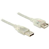 Delock USB-kabel USB 2.0 USB-A stekker, USB-A bus 1 m Transparant 83881