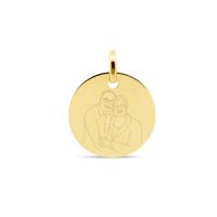 Gepersonaliseerde lijntekening losse hanger - 14K GOUD - 14 mm - Goud
