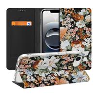 Smart Cover voor Apple iPhone 16e Dark Flowers