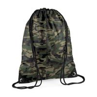 Sport gymtas in jungle camouflage - 2x stuks - met rijgkoord - 45 x 34 cm - 12 liter