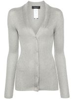 Fabiana Filippi cardigan en maille nervurée à design métallisé - Gris