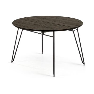 Kave Home Milian uitschuifbare eettafel Ø120/200 cm Zwart