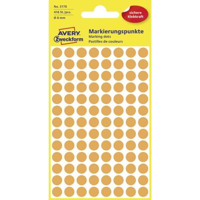 Avery-Zweckform 3178 Etiketten Ø 8 mm Papier Feloranje 416 stuk(s) Permanent hechtend Etiketten voor markeringspunten