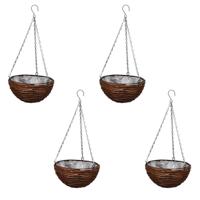 VidaXL Hangbak wilgenhout met voering en ketting 4 stuks