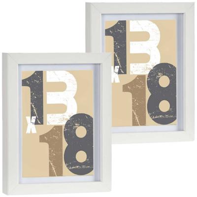 2x stuks houten fotolijst - wit - 15 x 20 cm - fotolijstje - met passe-partout - decoratie