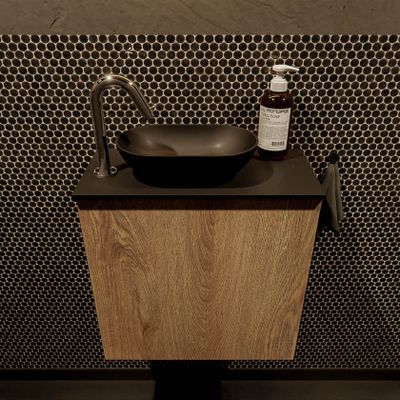 Mondiaz Fowy toiletmeubel 50cm washed oak met blad en waskom urban links 1 kraangat
