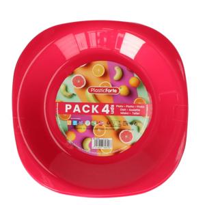 Verjaardag/kinder/camping borden - 4x stuks - Dia 21 cm - roze - kunststof - onbreekbaar