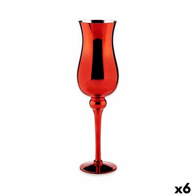 Kaarshouder Kristal Rood 13,5 x 4,5 x 13,5 cm (6 Stuks)