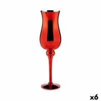 Kaarshouder Kristal Rood 13,5 x 4,5 x 13,5 cm (6 Stuks)